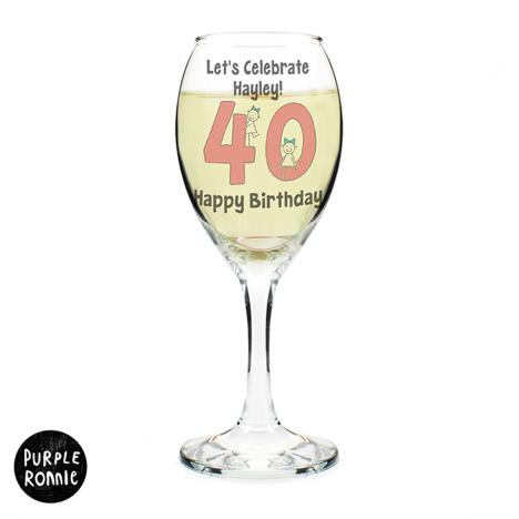 Personalised Purple Ronnie Big Age Female Wine Glass Extra Image 2
